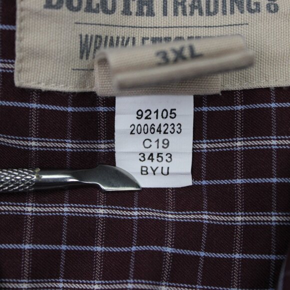 Duluth Wrinklefighter Shirt Men 3XL XXX Red/White Check Relaxed Fit L/S Cotton - Picture 8 of 12